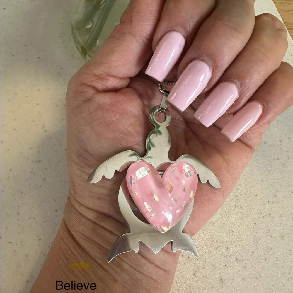 Charming Turtle Pendant with Pink Heart